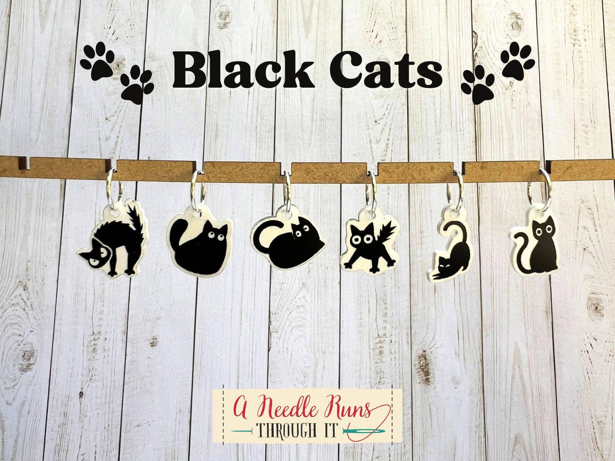Black Cat Ring Markers (set of 6)