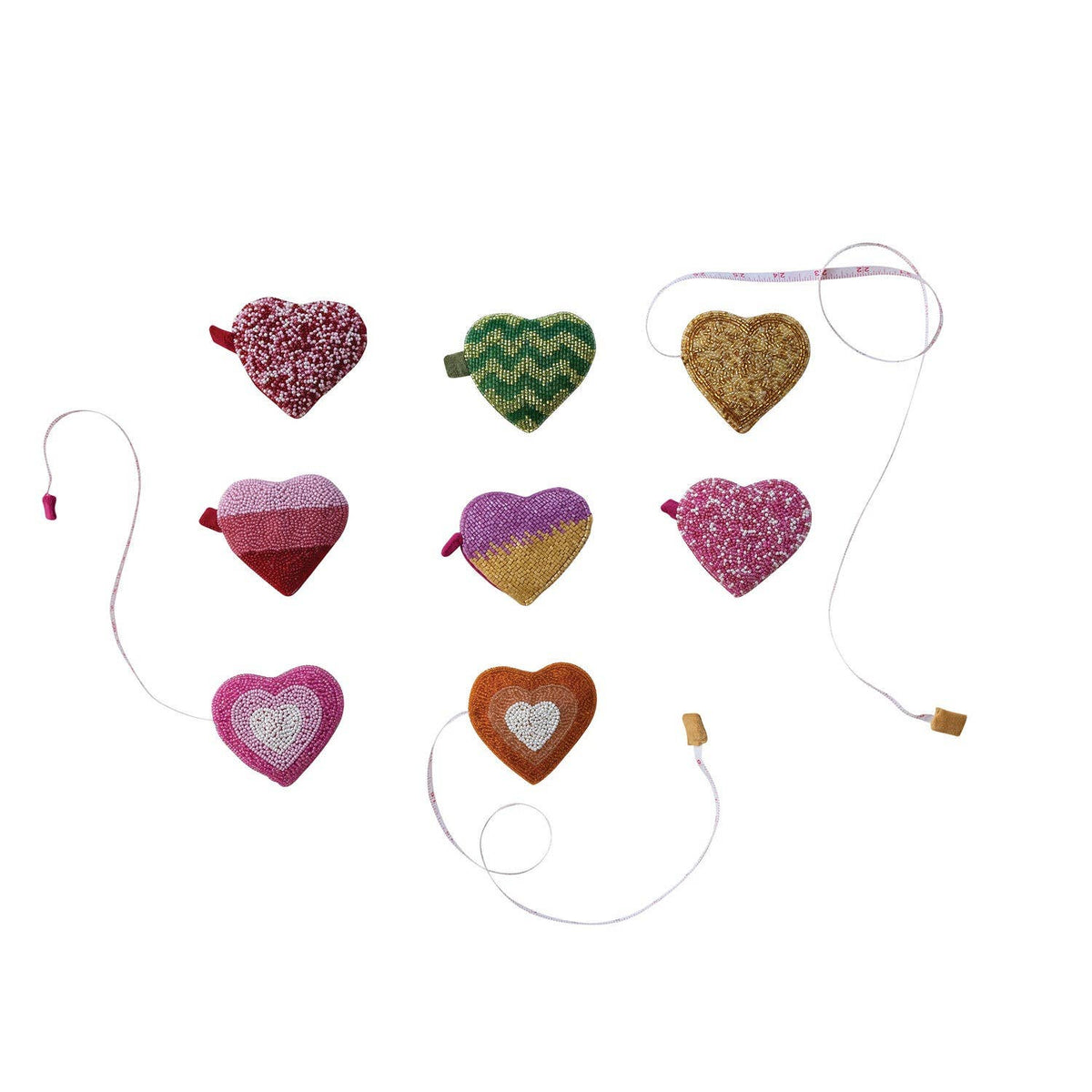 Handmade Glass-Beaded Fabric Heart Tape Measure