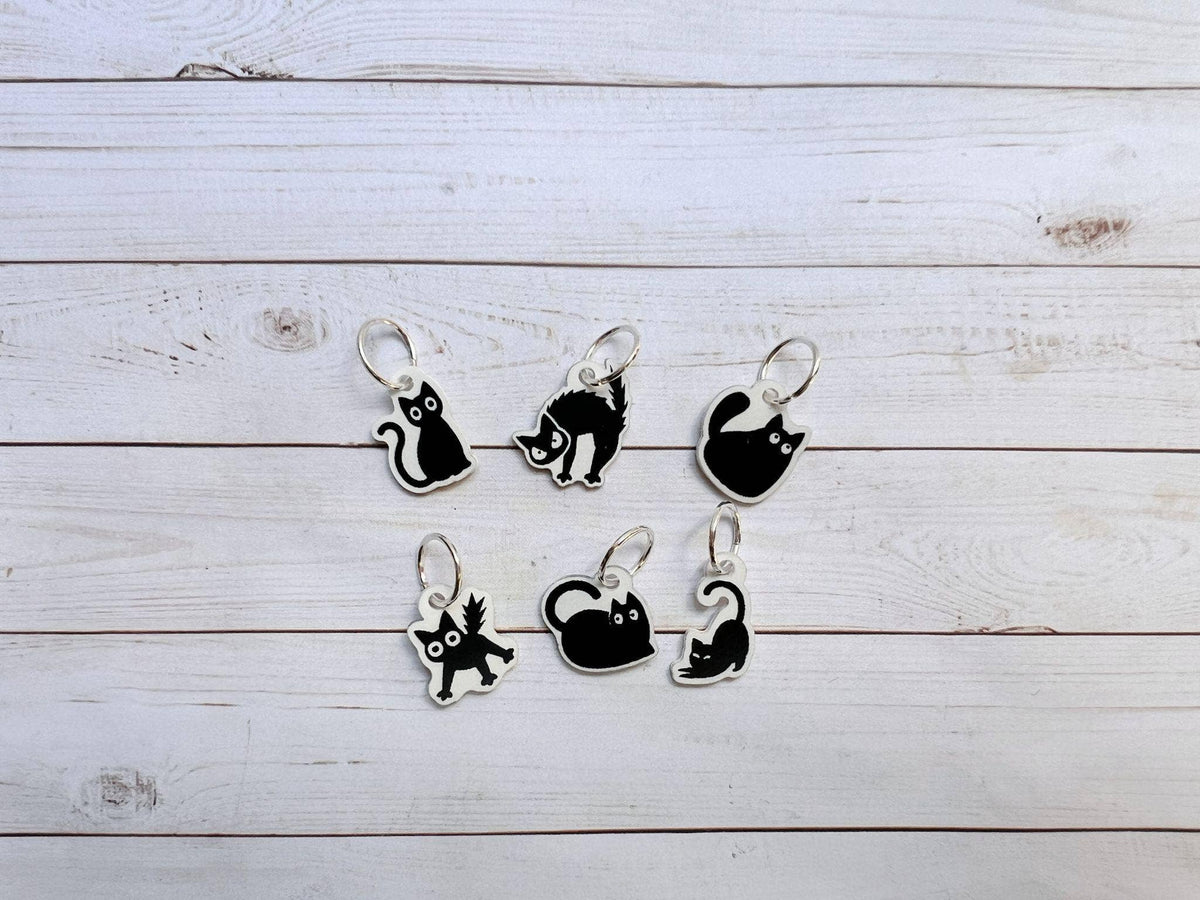 Black Cat Ring Markers (set of 6)