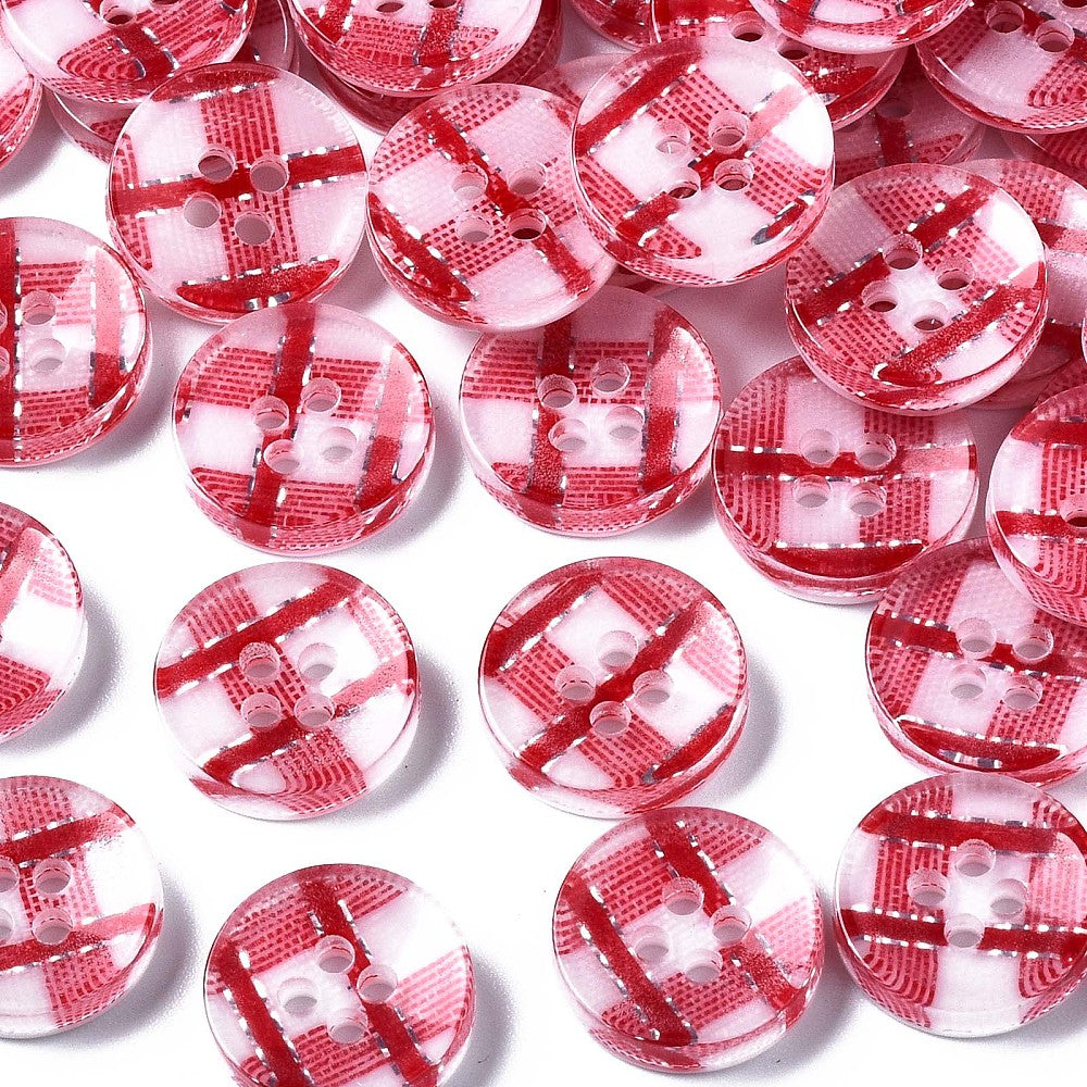 Red Plaid Button