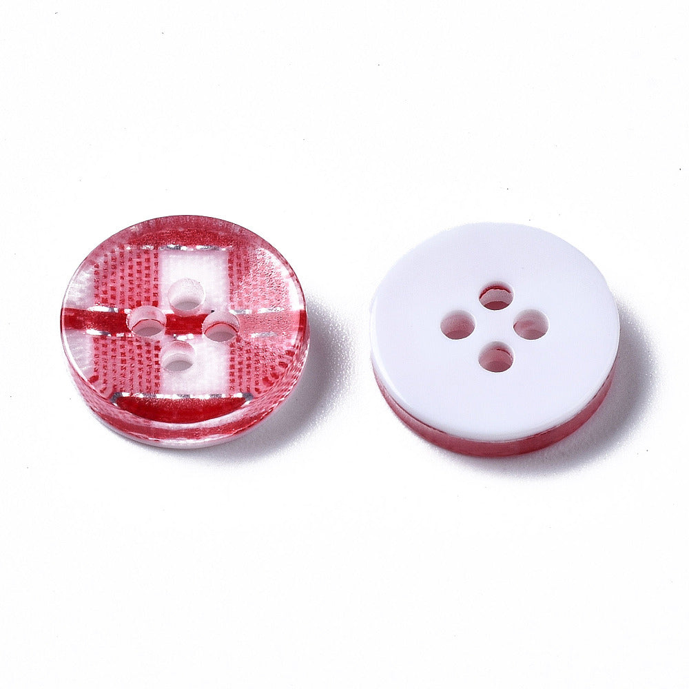 Red Plaid Button