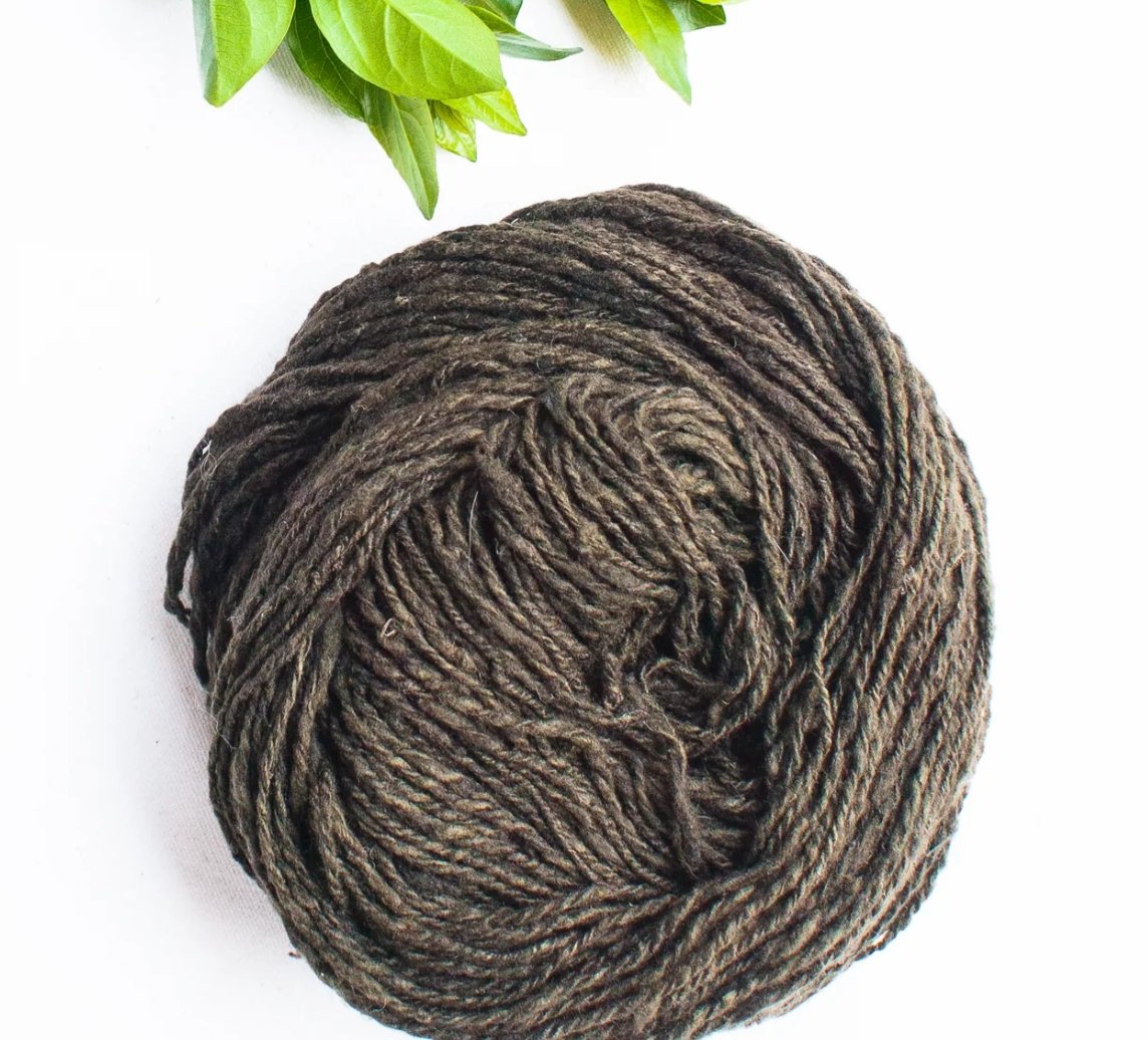 Light Brown Yarn, Olive Yarn, Handspun Thick and Thin Yarn, Bulky